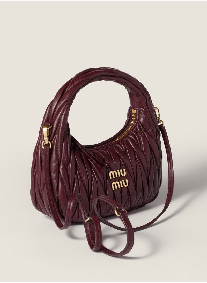 Miu Miu MIU Wander Matelassé Nappa Leather Hobo Bag, Women's Tote Bag, Womens Cross-Body Bag, Women's Hand Bag, Women's Shoulder Bag, Women's Travel Bag, Burgundy  - Image 3