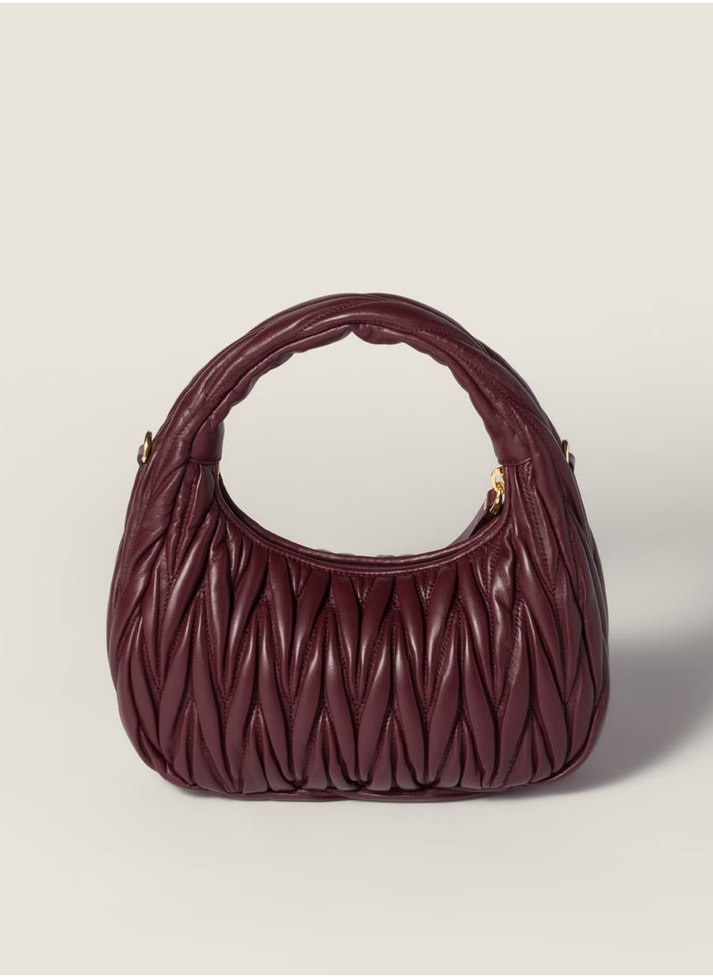 Miu Miu MIU Wander Matelassé Nappa Leather Hobo Bag, Women's Tote Bag, Womens Cross-Body Bag, Women's Hand Bag, Women's Shoulder Bag, Women's Travel Bag, Burgundy  - Image 4