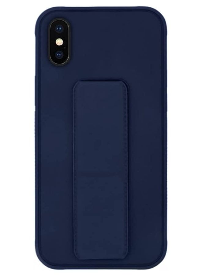 Zolo Finger Grip Holder and standing cover with Car Magnetic Multi-function Shockproof Protective Case Cover For iPhone Xs Max Dark Blue - Image 1