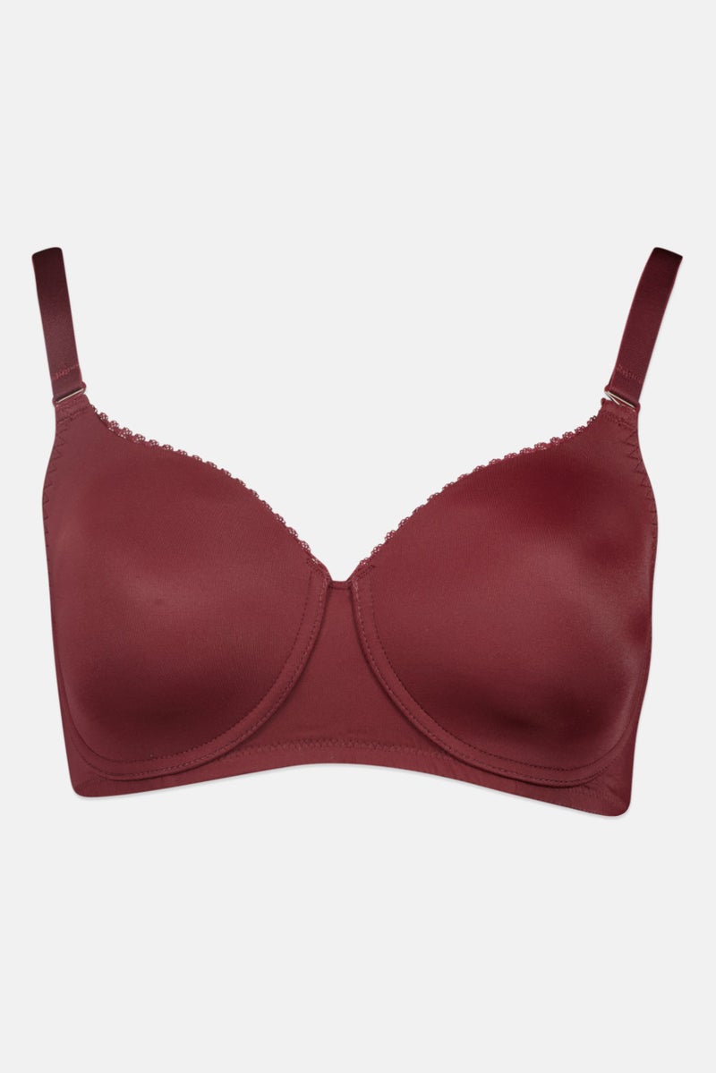 TRIUMPH حمالة صدر نسائية بسيطة سادة مبطنة، بورجوندي - Image 1