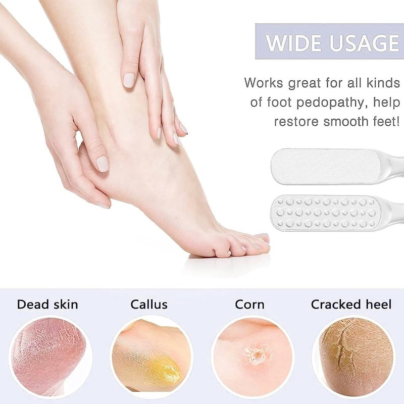 Foot File - Double Sided, Pedicure Foot Scrubber, Scraper Callus Remover, Foot Rasp For Cracked Heel & Foot Corn Removal, Dead Skin Exfoliator For Feet, (White) - Image 2