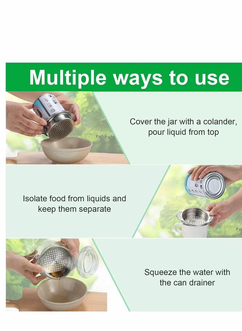 Excefore Tuna Strainer Press, Stainless Steel Food Can Sieve Metal Press Lid Canning Colander Oil Drainer Filter for Kitchen Beans Vegetables (2 Pack) - Image 2