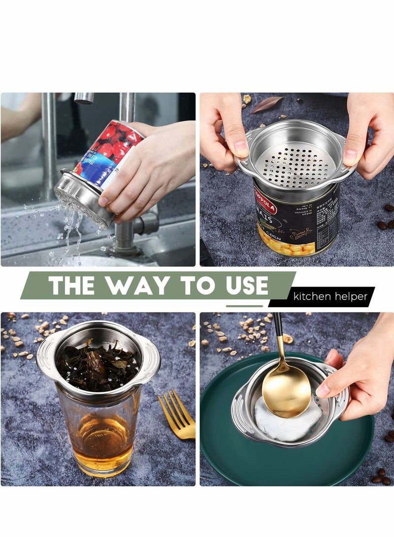 Excefore Tuna Strainer Press, Stainless Steel Food Can Sieve Metal Press Lid Canning Colander Oil Drainer Filter for Kitchen Beans Vegetables (2 Pack) - Image 5