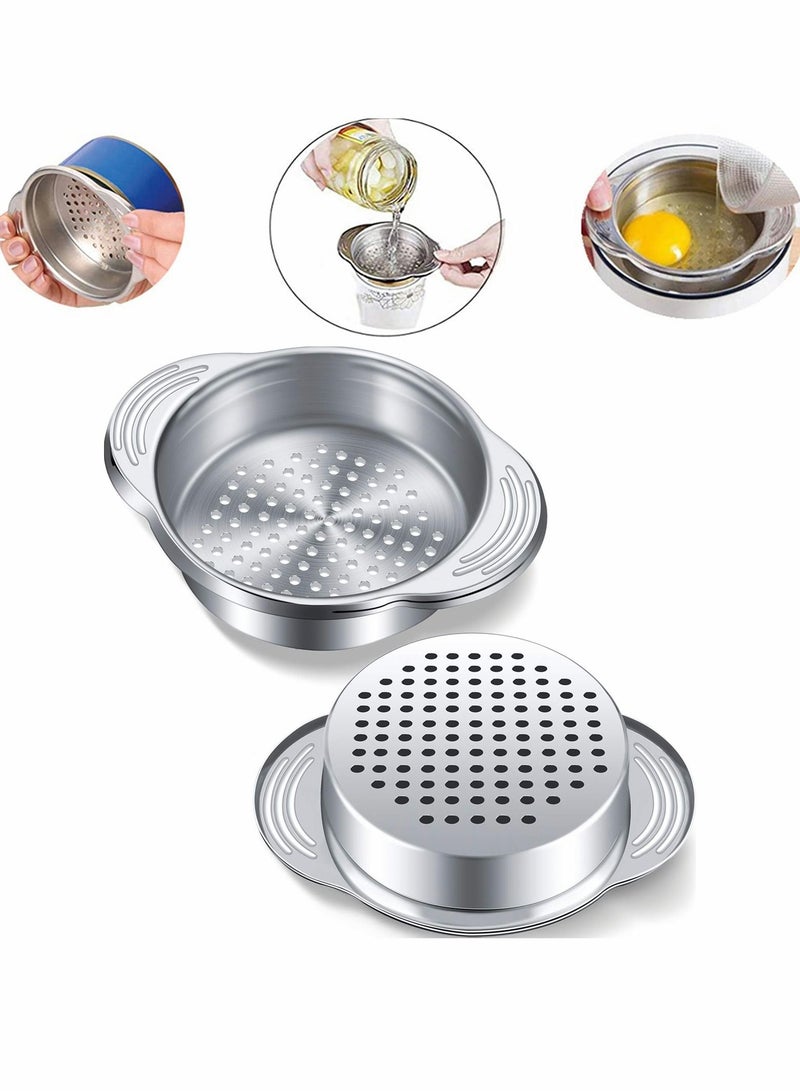 Excefore Tuna Strainer Press, Stainless Steel Food Can Sieve Metal Press Lid Canning Colander Oil Drainer Filter for Kitchen Beans Vegetables (2 Pack) - Image 1