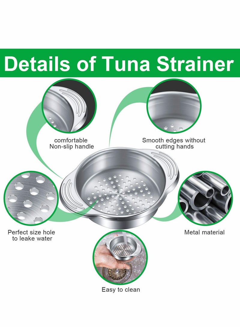Excefore Tuna Strainer Press, Stainless Steel Food Can Sieve Metal Press Lid Canning Colander Oil Drainer Filter for Kitchen Beans Vegetables (2 Pack) - Image 3