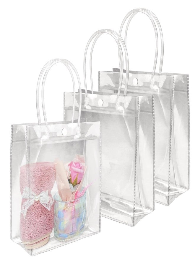 BadenBach 15 PCS Clear Gift Bags with Handles, 6.9 x 6.9 x 3.5 Inch Small Clear Plastic Party Favor Bag Transparent Goodie Tote Bag Gift Wrap Bags Bulk for Wedding Baby Shower Birthday Mother's Day - Image 1