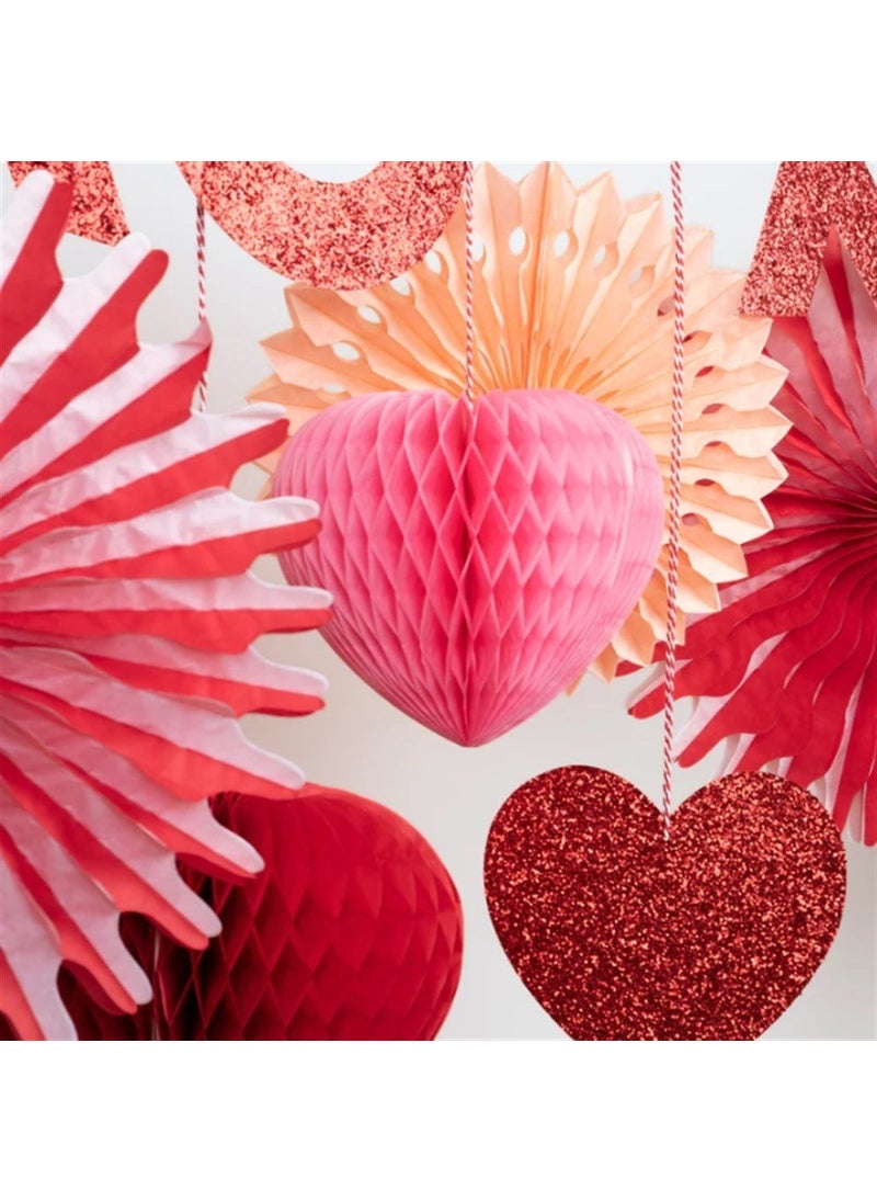 Meri Meri - Honeycomb Valentines Garland - Honeycomb Valentine's Day Hanging Ornament  - Image 3