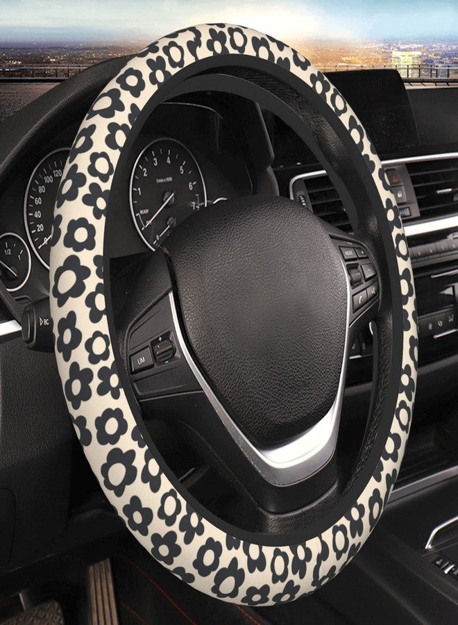YANGDADA Flowers Vintage Groovy Steering Wheel Cover Universal 15 Inch Cute Car Accessories Protector for Women Men - Image 1