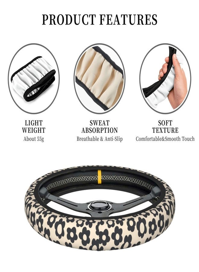 YANGDADA Flowers Vintage Groovy Steering Wheel Cover Universal 15 Inch Cute Car Accessories Protector for Women Men - Image 3