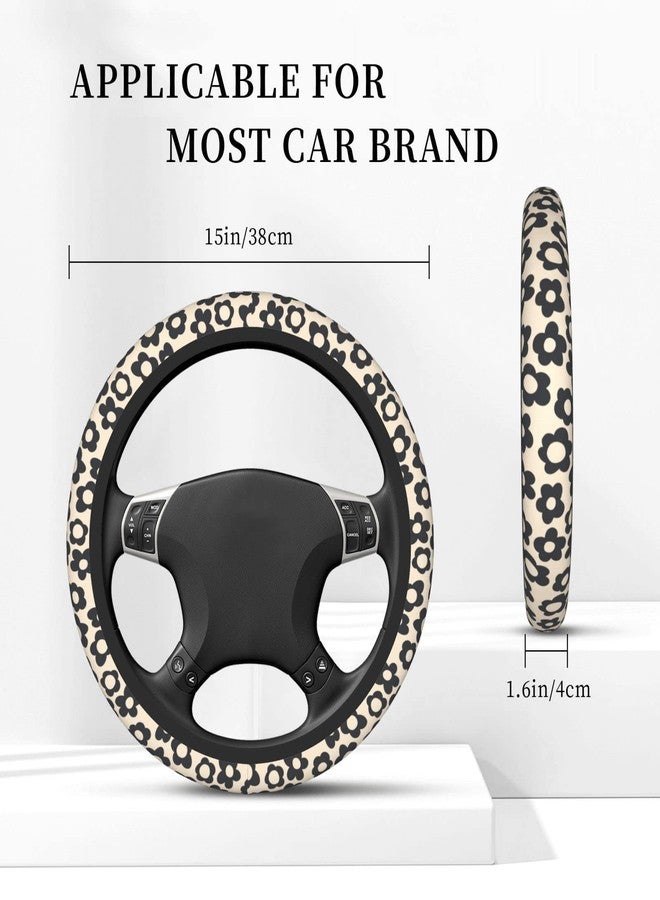 YANGDADA Flowers Vintage Groovy Steering Wheel Cover Universal 15 Inch Cute Car Accessories Protector for Women Men - Image 5