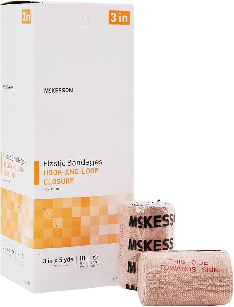 McKesson Elastic Bandage NonSterile Hook and Loop Closure 3 in x 5 yds 10 Count 1 Pack - Image 1