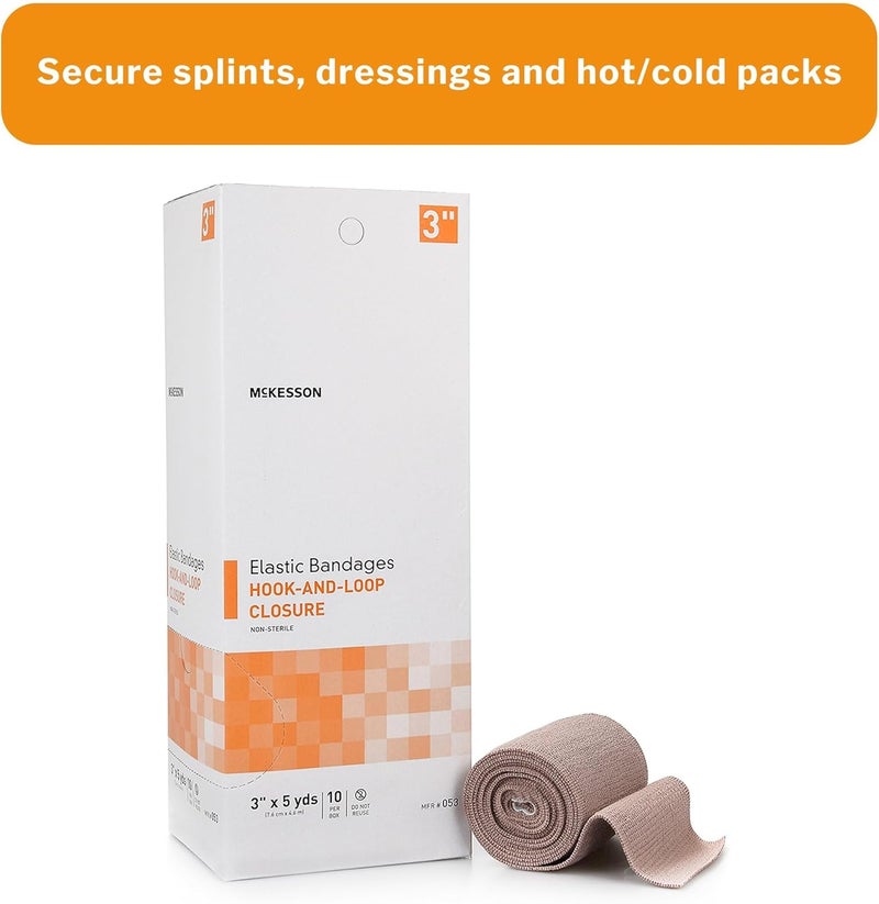 McKesson Elastic Bandage NonSterile Hook and Loop Closure 3 in x 5 yds 10 Count 1 Pack - Image 2