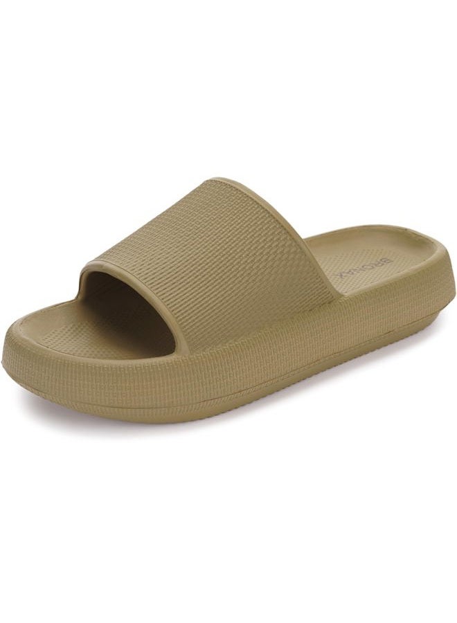 BRONAX Pillow Slippers for Women and Men | Shower Bathroom Sandals | Extremely Comfy | Non-Slip & Cushioned Thick Sole, Olive Green, 6-7 Women/4.5-5.5 Men - Image 1