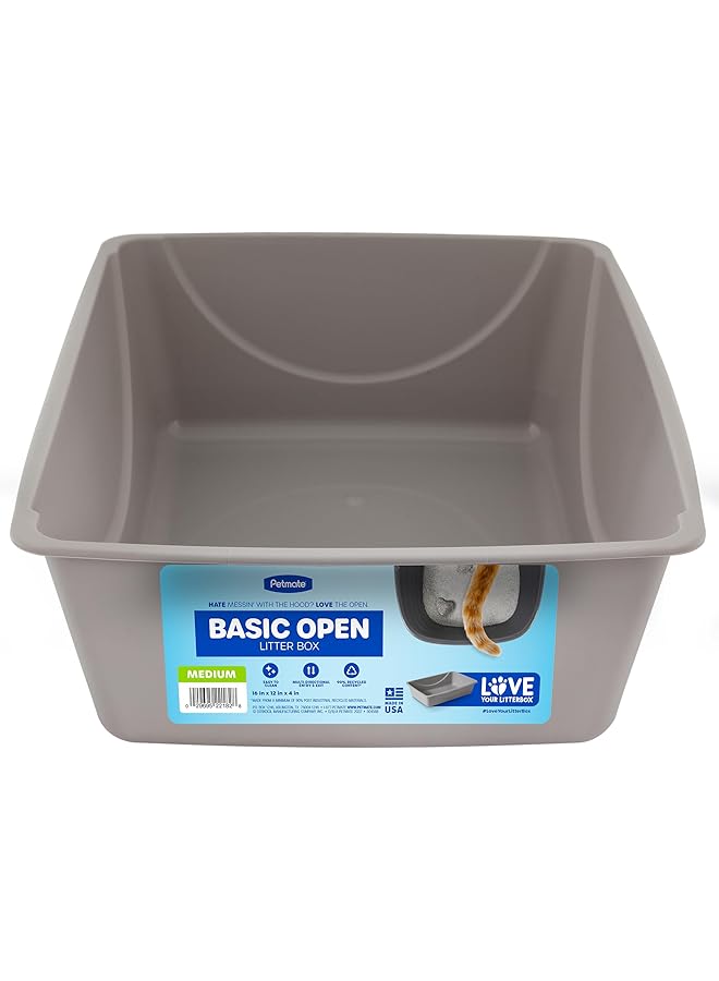 Petmate Open Cat Litter Box Blue Mesa Mouse Grey M Pack Of 1 Made In Usa - Image 1