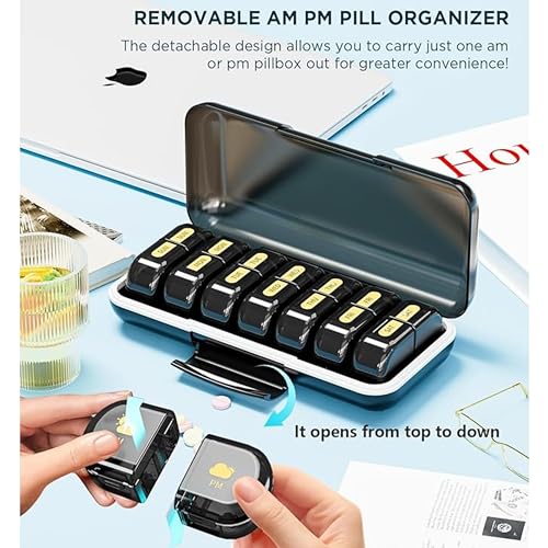POPCUBE Premium Medicine Organizer Box 2 times a day with Detachable Compartments-Pill Organizer Box for Travel, storing medicines, pills, supplements (Black) - Image 4