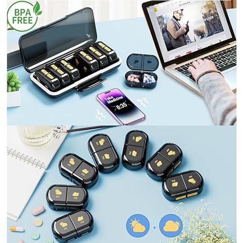 POPCUBE Premium Medicine Organizer Box 2 times a day with Detachable Compartments-Pill Organizer Box for Travel, storing medicines, pills, supplements (Black) - Image 5