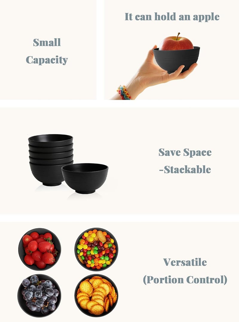 Homienly Small Bowls Unbreakable Wheat Straw Dessert Bowls 10 OZ Lightweight Stackable Bowls for Camping,RV Dishwasher Safe Plastic Cereal Bowls for New Home,Dorm,Outdoor(Black, 6PCS) - Image 5