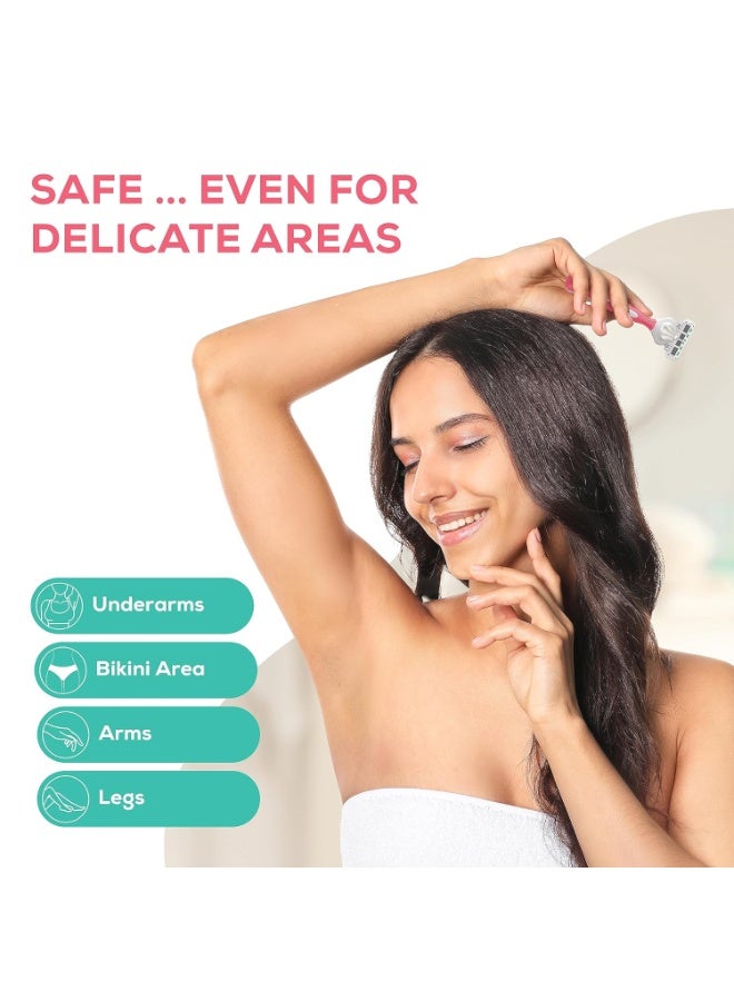 عشية أي وقت مضى عبوة إعادة تعبئة شفرات الحلاقة والتألق مكونة من قطعتين، خراطيش شفرات الحلاقة للنساء، إزالة الشعر بسرعة وسهولة باستخدام خلاصة الصبار وزيت الأرغان وفيتامين هـ، رأس محوري. - Image 3