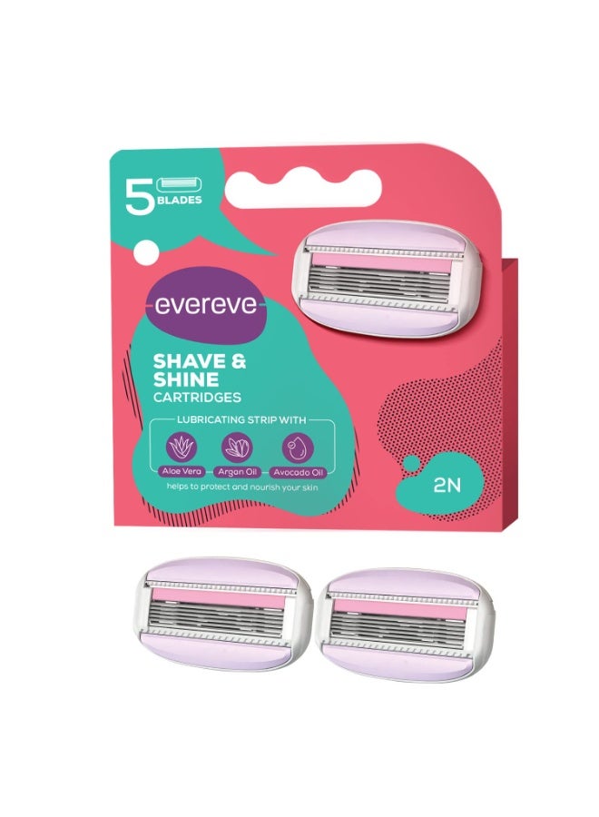 عشية أي وقت مضى عبوة إعادة تعبئة شفرات الحلاقة والتألق مكونة من قطعتين، خراطيش شفرات الحلاقة للنساء، إزالة الشعر بسرعة وسهولة باستخدام خلاصة الصبار وزيت الأرغان وفيتامين هـ، رأس محوري. - Image 1