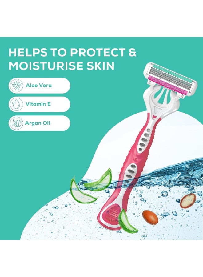 عشية أي وقت مضى عبوة إعادة تعبئة شفرات الحلاقة والتألق مكونة من قطعتين، خراطيش شفرات الحلاقة للنساء، إزالة الشعر بسرعة وسهولة باستخدام خلاصة الصبار وزيت الأرغان وفيتامين هـ، رأس محوري. - Image 2