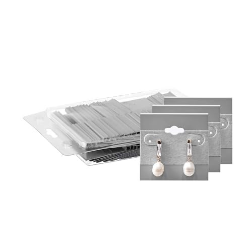 MOOCA Plain 2 x 2 in Gray Hanging Earring Card Holder for Ear Studs Velvet Plastic Display Earring Card Holder 100 pieces
