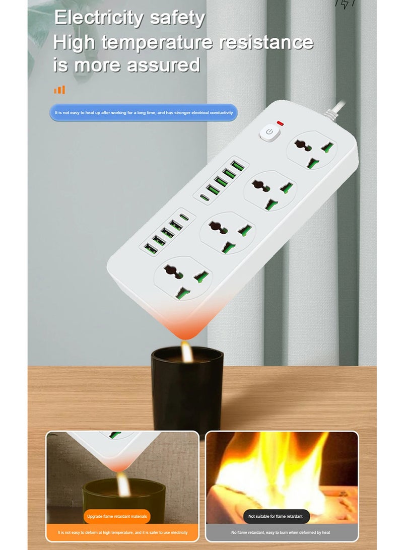 Captaintech Power Socket With 4 Universal Socket And USB Type-C Port Multiprise Network Filter Power Strip With 2M Extension Cord Safety on - Image 4