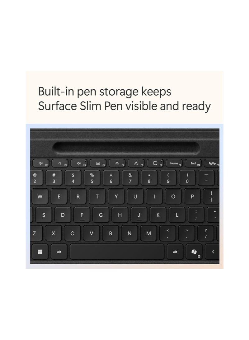 Microsoft Surface Pro Flex Keyboard With Pen Storage Alcantara Keyboard for Surface Pro 8/9/11th Edition, Windows 11 Copilot+ PC, English/Arabic, Black - Image 2