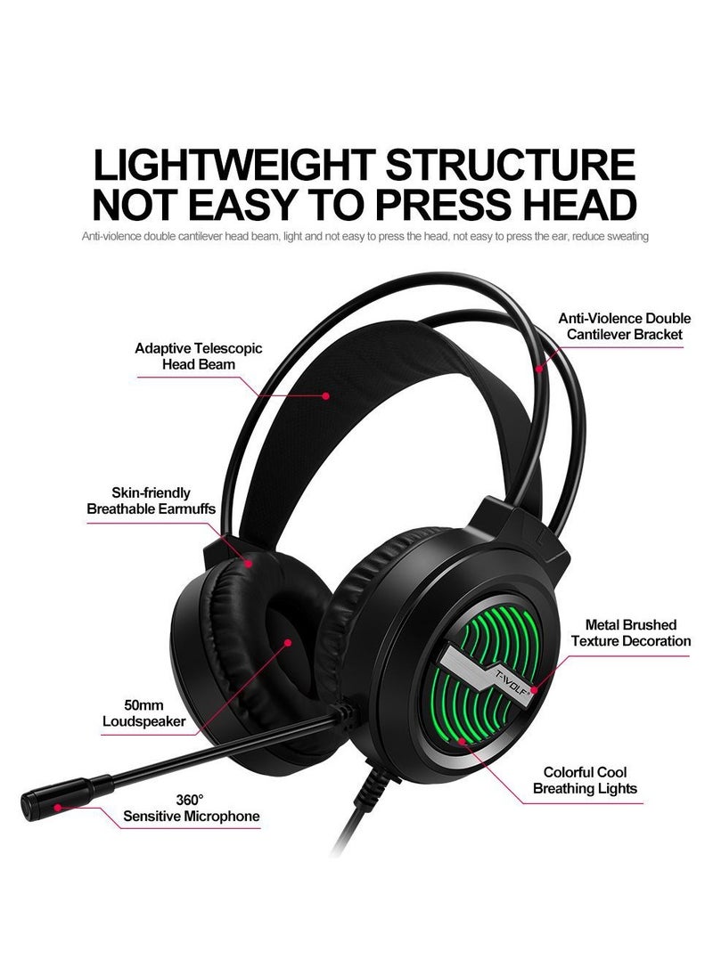 T-WOLF Luminous Wired Gaming Headset  - Image 2