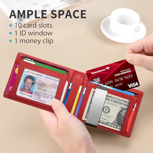 RUNBOX Money Clip Slim Wallets for Men RFID Blocking 11 Card Holder Minimalist Small Leather Bifold Men's Front Pocket Wallet Gift Box - Image 2