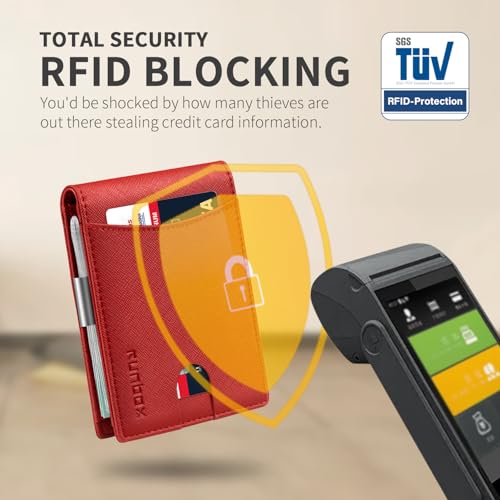 RUNBOX Money Clip Slim Wallets for Men RFID Blocking 11 Card Holder Minimalist Small Leather Bifold Men's Front Pocket Wallet Gift Box - Image 5