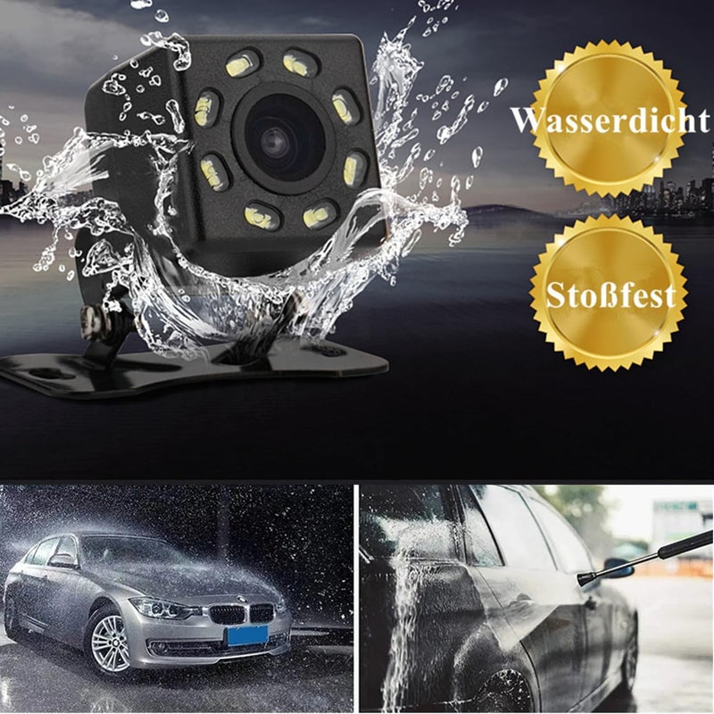 كاميرا خلفية للسيارة مزودة برؤية ليلية فائقة، مقاومة للماء بمعيار IP68، زاوية رؤية واسعة 170 درجة، 8 مصابيح LED للرؤية الليلية. - Image 3