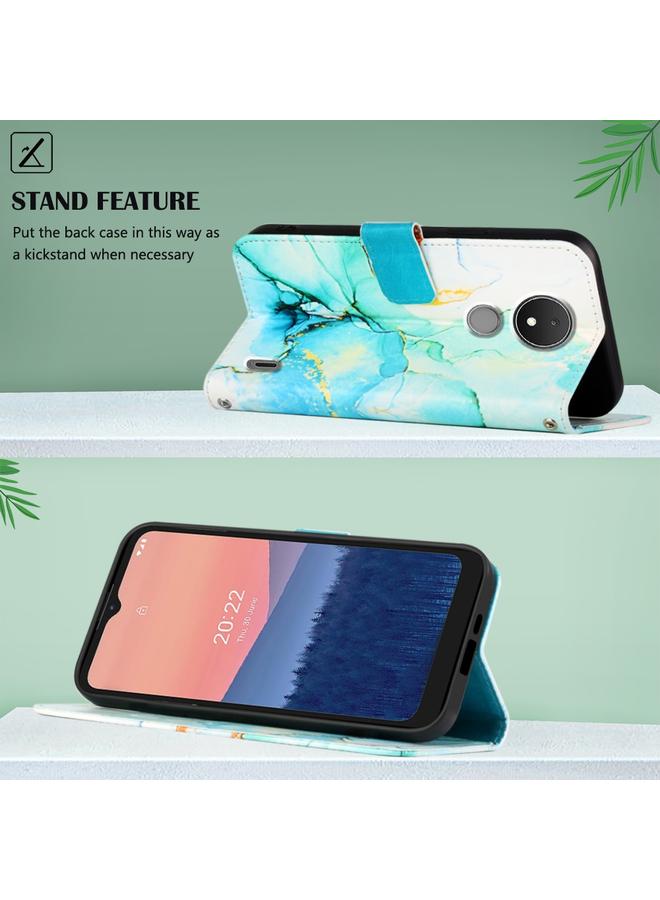 S-TOP Case For Nokia C21 PT003 Marble Pattern Flip Leather Phone Case - Image 3
