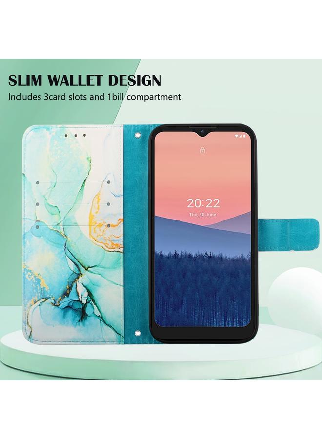 S-TOP Case For Nokia C21 PT003 Marble Pattern Flip Leather Phone Case - Image 4