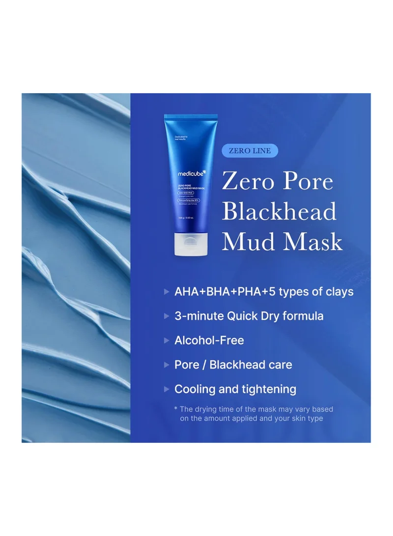 Medicube Medicube Zero Pore Blackhead Mud Facial Mask - Skin Cooling & Pore Tightening - 3 Minute Quick Dry Formula with AHA, BHA, PHA, and Pore-Purifying Clay - Korean Face Mask