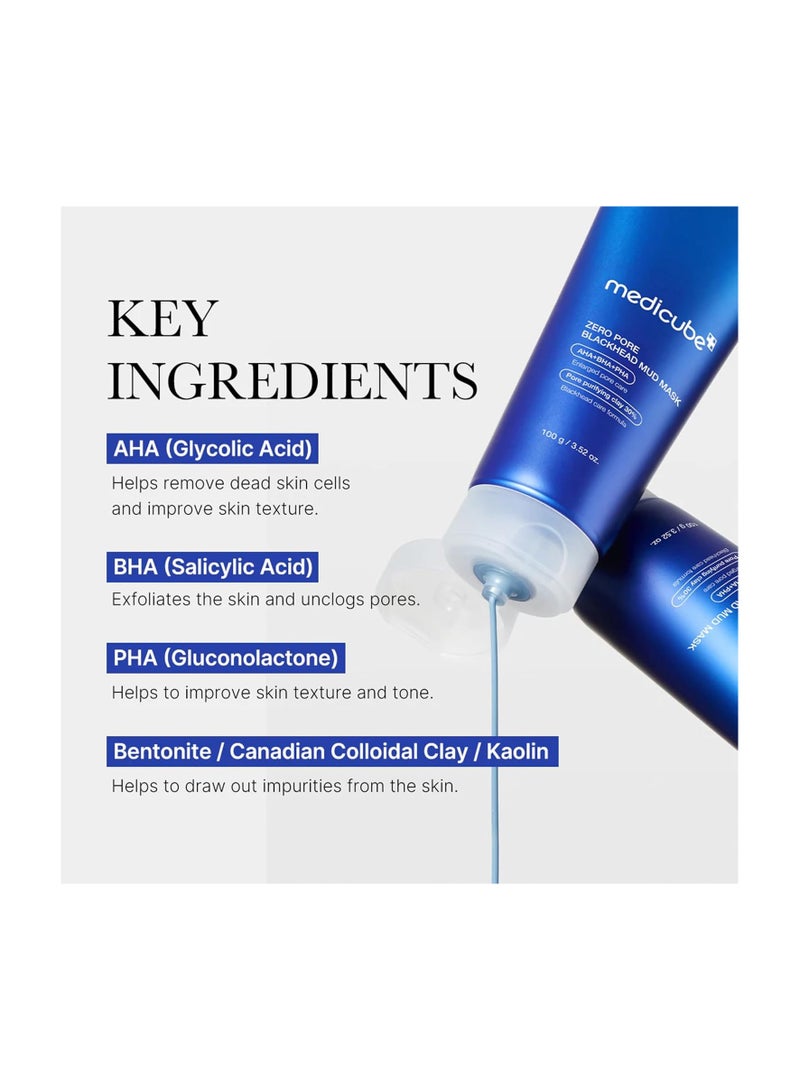 Medicube Zero Pore Blackhead Mud Facial Mask - Skin Cooling & Pore Tightening - 3 Minute Quick Dry Formula with AHA, BHA, PHA, and Pore-Purifying Clay - Korean Face Mask - Image 3