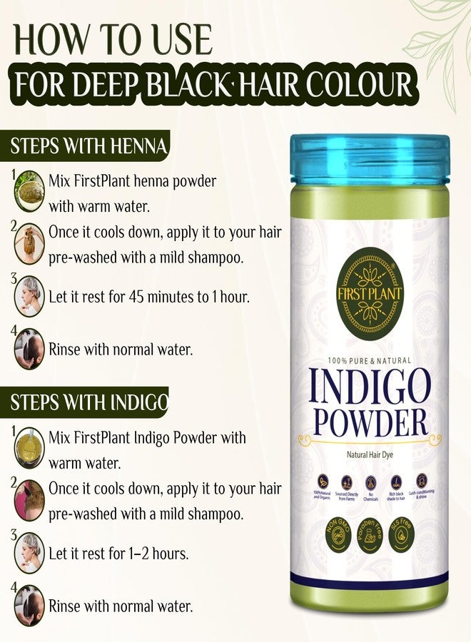 First Plant Organic Indigo Powder for Black Hair, Natural Herbal Hair Dye, Chemical-Free, 200 grams - Image 3