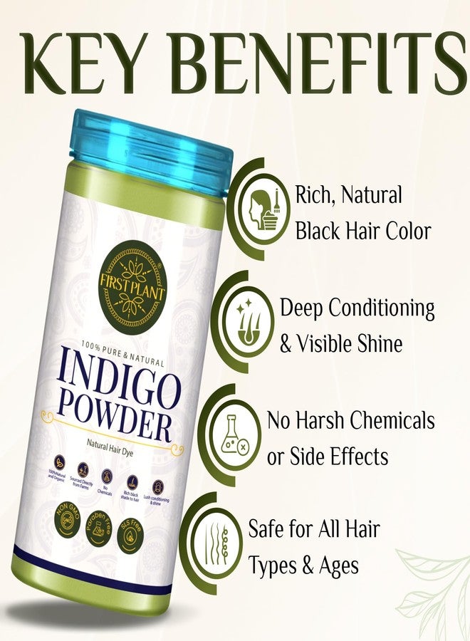 First Plant Organic Indigo Powder for Black Hair, Natural Herbal Hair Dye, Chemical-Free, 200 grams - Image 2