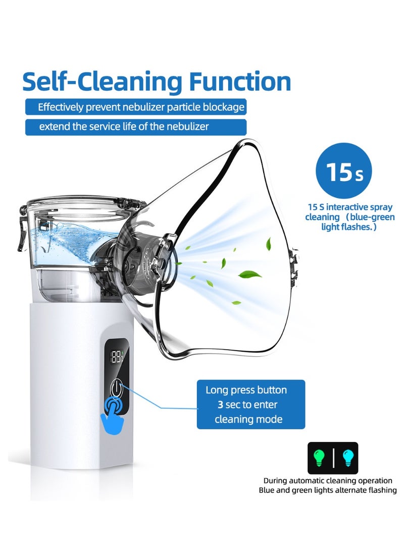 RUKYU Newest Smart IPX6 Waterproof Nebulizer for Adults & Kids, Digital Display, Three Atomization Modes, Portable Handheld Atomizer with Automatic Cleaning- Ultrasonic Mesh Atomizer, Cold Mist Large Vapor Inhaler, Quiet Operation, 1800mAh Long Battery Life, Suitable for Children, Home, Office, and Travel - Image 5