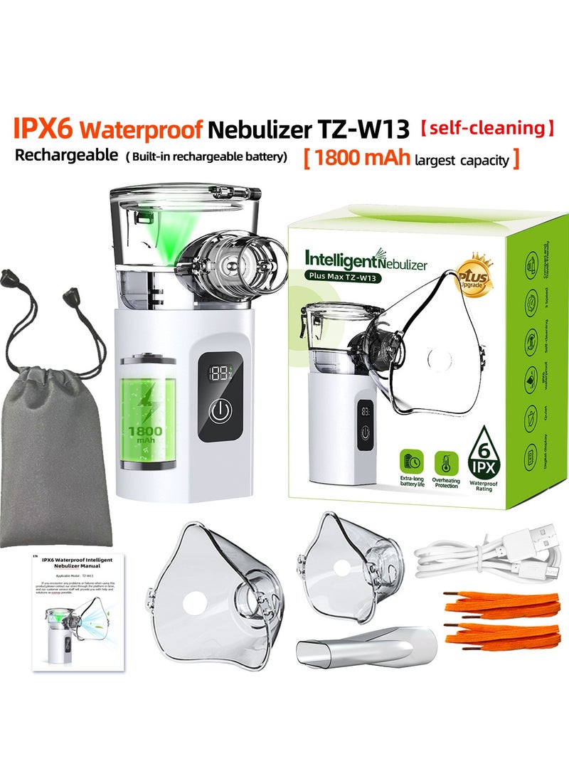 RUKYU Newest Smart IPX6 Waterproof Nebulizer for Adults & Kids, Digital Display, Three Atomization Modes, Portable Handheld Atomizer with Automatic Cleaning- Ultrasonic Mesh Atomizer, Cold Mist Large Vapor Inhaler, Quiet Operation, 1800mAh Long Battery Life, Suitable for Children, Home, Office, and Travel - Image 1