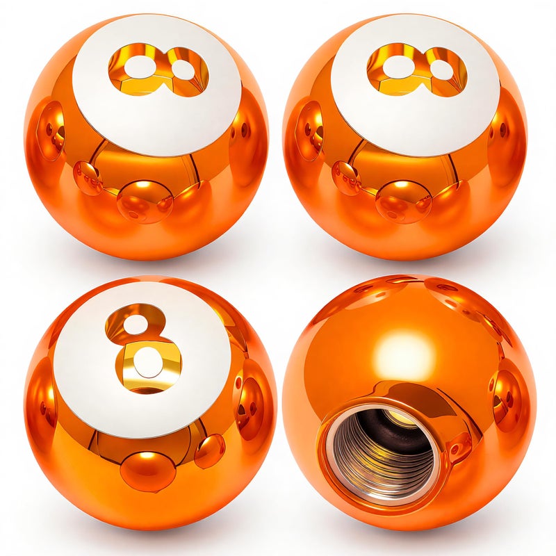 MEAJOO 4PCS 8 Ball Style Tire Valve Stem Caps Universal Copper Core Dustproof Tire Valve Stem Covers for Cars SUV Trucks Bikes Motorcycles BicyclesOrange - Image 3