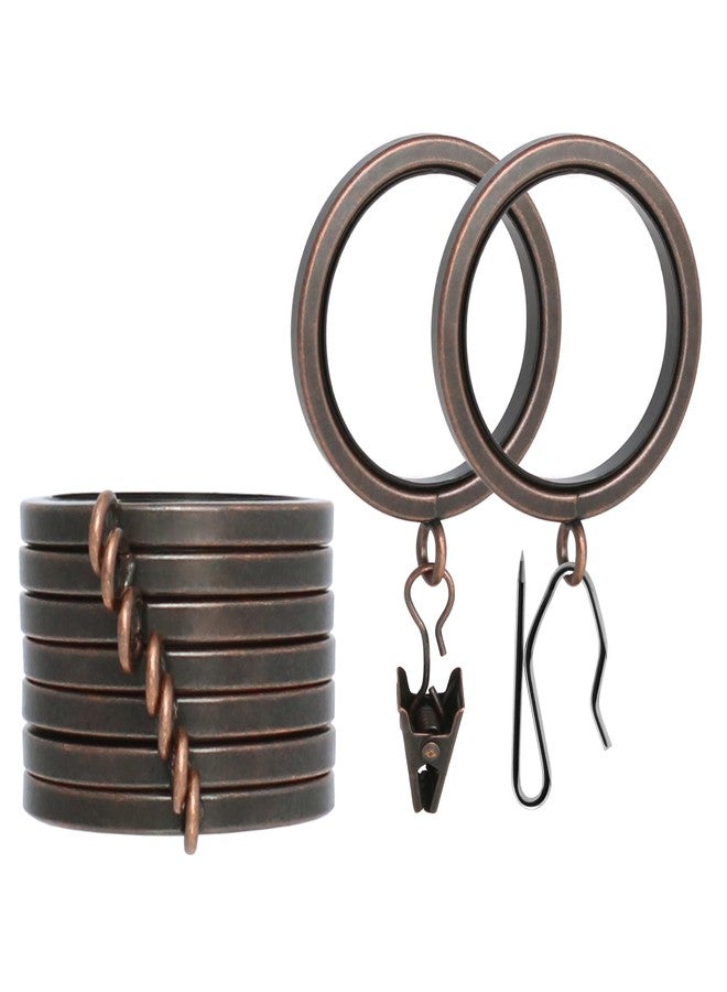 BlastHome® Luxury Curtain Rings - Premium Metal with Quiet, Smooth Nylon Inserts - Pinhooks and Clips Included - 1 1/2" Inside Diameter - 9 Rings for One Standard Curtain - Oil Rubbed Bronze - Image 1