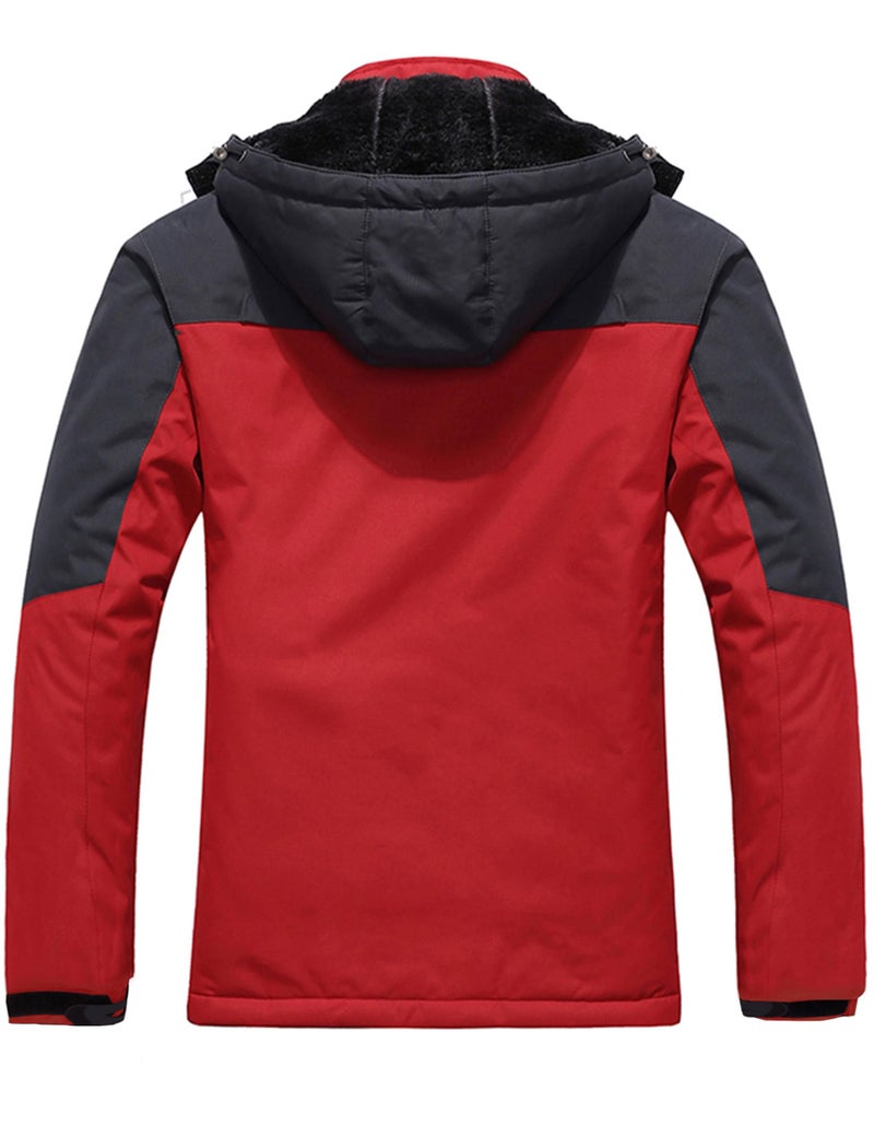 Wantdo Men's Waterproof Mountain Jacket Fleece Windproof Ski Jacket US XL Red XL - Image 2