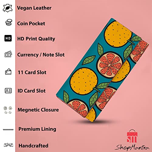 ShopMantra Wallet for Woman | Citrus Fruit Design | Slim, Trifold, Faux Leather Clutch with Secure Closure | Stylish & Compact - Image 2