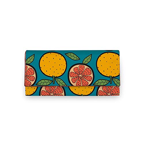 ShopMantra Wallet for Woman | Citrus Fruit Design | Slim, Trifold, Faux Leather Clutch with Secure Closure | Stylish & Compact - Image 1