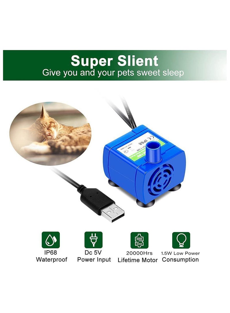 غنافوتو مضخة نافورة مياه القطط، مضخة استبدال مضخة نافورة مياه الحيوانات الأليفة مضخة استبدال مضخة نافورة مياه الحيوانات الأليفة DR-DC160، مضخة استبدال نافورة مياه الحيوانات الأليفة ومضخة استبدال موزع مياه القطط، أزرق - Image 3