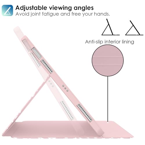 Supveco Case for iPad Air 11 Inch (M3 2025/M2 2024),iPad Air 5th/4th Generation 10.9 Inch 2022/2020 with Pencil Holder-[Auto Wake/Sleep],Premium Folio Stand Soft TPU Back Cover-Book Pink - Image 5