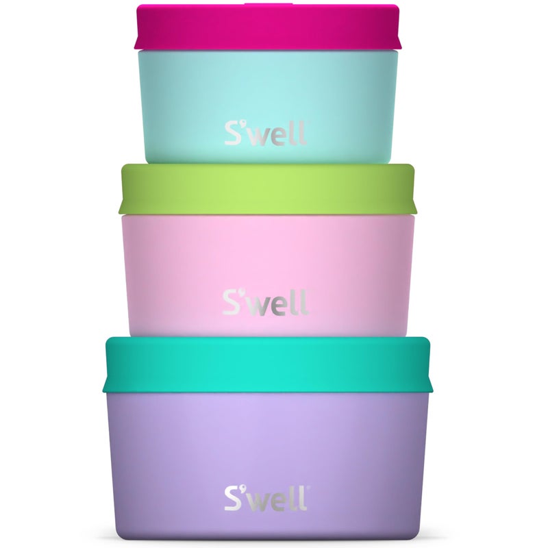 S'well S'well Stainless Steel Food Canister Set Of Three  10oz  16oz  and 24oz  Pastel Paradise  Single Walled Durable Construction  BPA Free  Dishwasher Safe  - Image 1