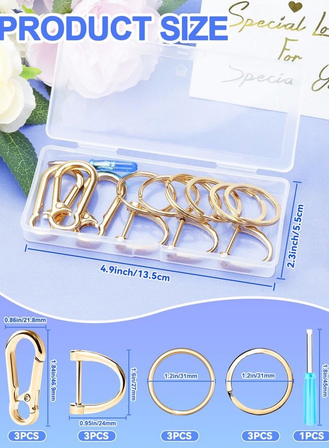 FIVEIZERO 13Pcs Keychain Clips Kit, Key Ring and Keychain Clip, D Rings, Key Rings Bulk, Key Rings for Home Car Keys, Office, Gold, S - Image 2