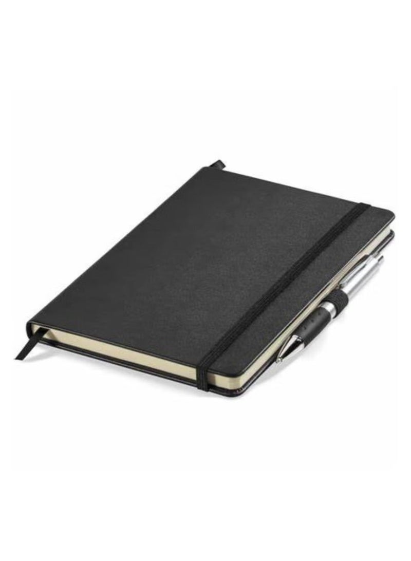 A5 Hardcover Lined Journal Notebook – 5.5 x 8.3 Inch Faux Leather Executive Writing Notebook, Black Ruled Journal with Elastic Band for Office, School & Home - Image 1