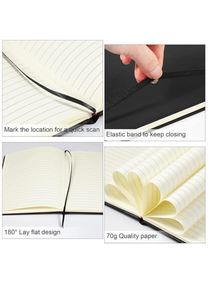 A5 Hardcover Lined Journal Notebook – 5.5 x 8.3 Inch Faux Leather Executive Writing Notebook, Black Ruled Journal with Elastic Band for Office, School & Home - Image 3